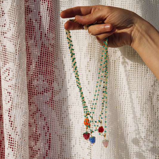 Glass Strawberry Spotty Dotty Chain Necklace Sherie Boutik