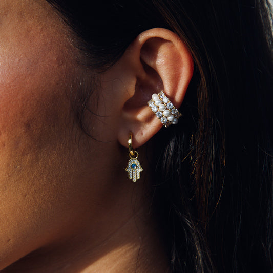 Khamsa Hand Turquoise Dot Hoop Earrings Sherie Boutik