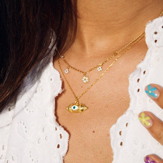 Flower Crystal Charms Necklace Sherie Boutik