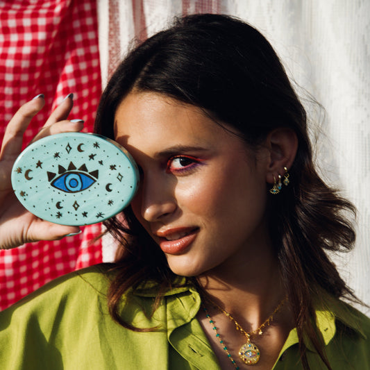 Light Green Celestial Eye Ceramic Container Sherie Boutik