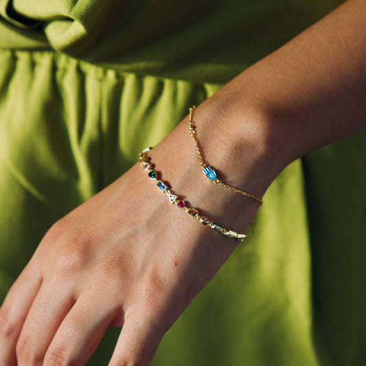 Multi colour crystal geometric bracelet Sherie Boutik