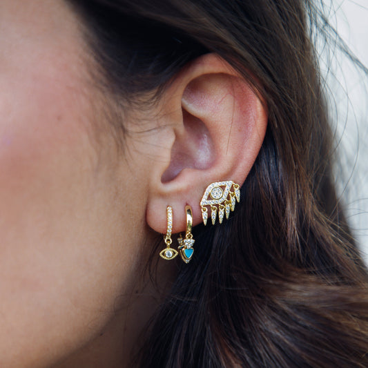 Triangular Turquoise and Crystal Earrings Sherie Boutik