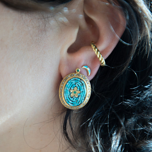 Mosaic Inspired Turquoise Pavé Earrings Sherie Boutik