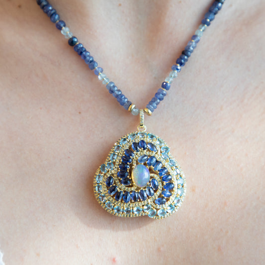 HWL Galaxy Tanzanite + Aquamarine + Opal Necklace Sherie Boutik