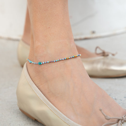 Mykonos Turquoise Anklet Sherie Boutik