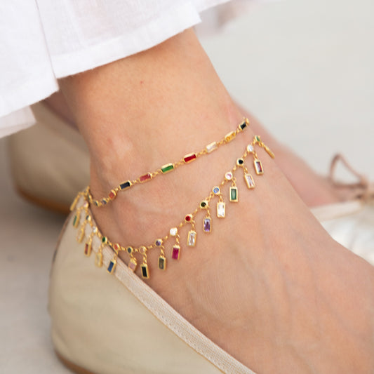 Amelia Multi Colour Crystal Anklet 2 Sherie Boutik