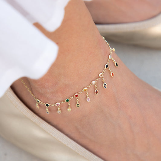Amelia Multi Colour Crystal Anklet 1 Sherie Boutik