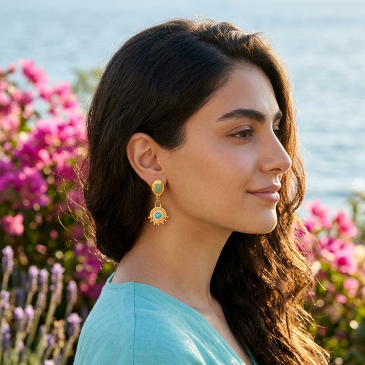 Sun Dots Turquoise MC Earrings