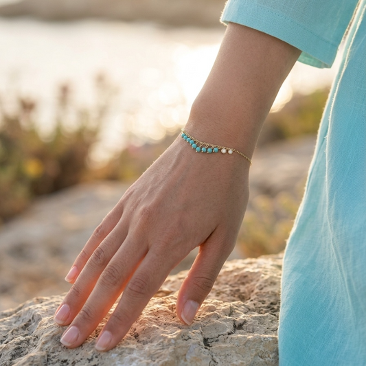 Turquoise beads charms bracelet