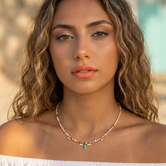 Multi Stone Fish Necklace