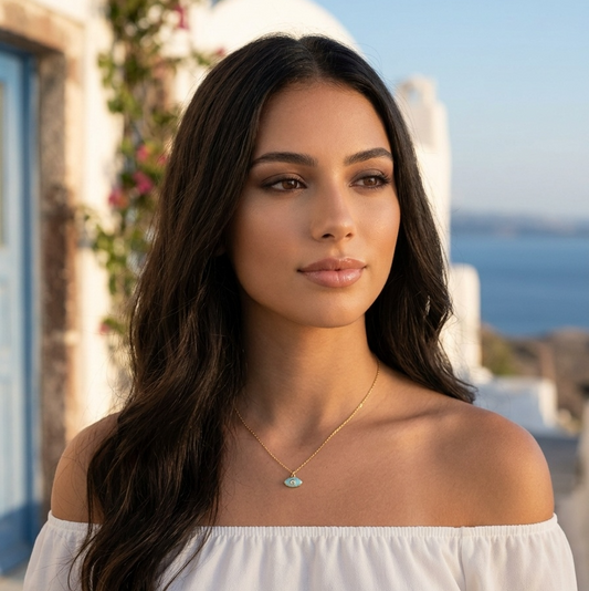 Turquoise Eye | Crystal Dot Necklace