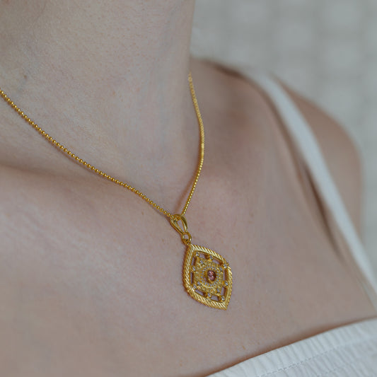 Eye Rose Quartz + Crystal Necklace Sherie Boutik