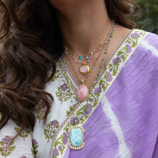 Larimar & Chryso Pavé Necklace Sherie Boutik