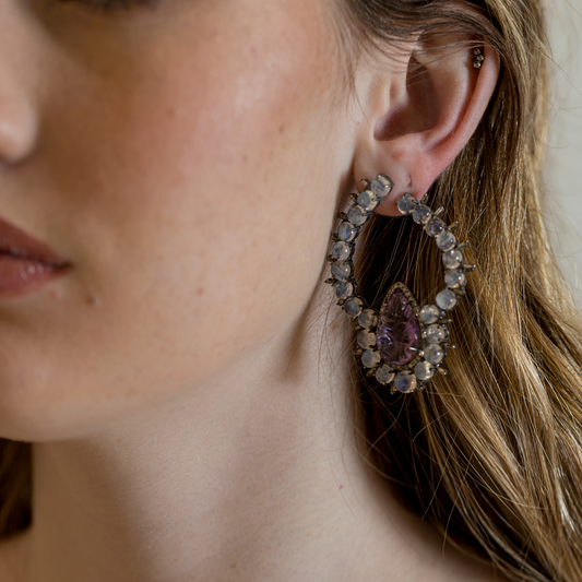 Opal & Amethyst Pavé Earrings