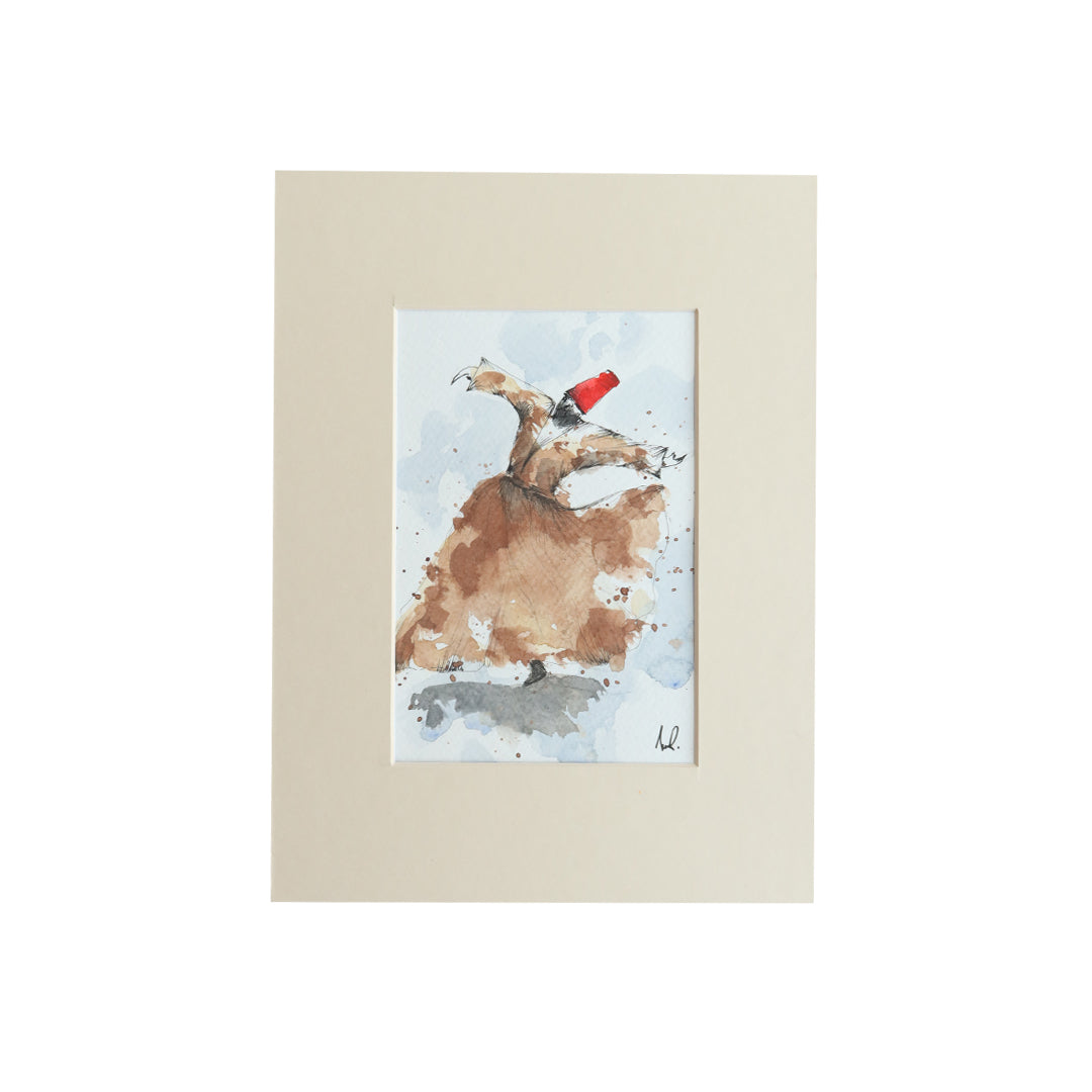 Sufi Watercolour + Mount Small Art Sherie Boutik
