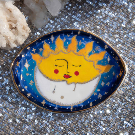 Blue Sun And Moon Wall Decor
