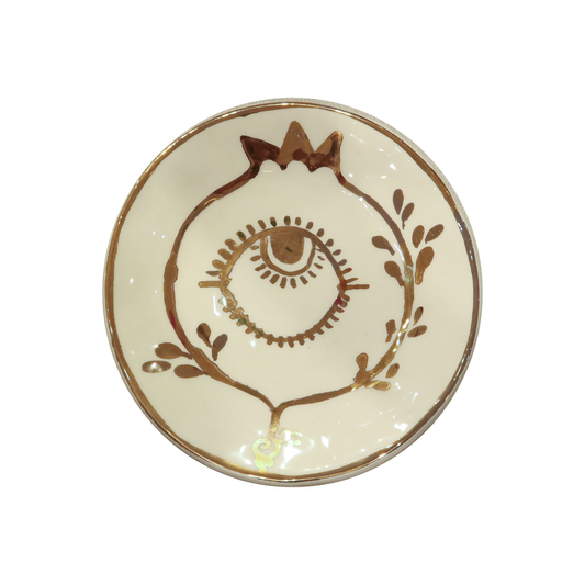 Priya White And Gold Pomi Plate l Wall Decor
