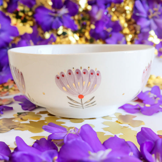 White And Purple Ceramic Bowl (Extra Large) Sherie Boutik