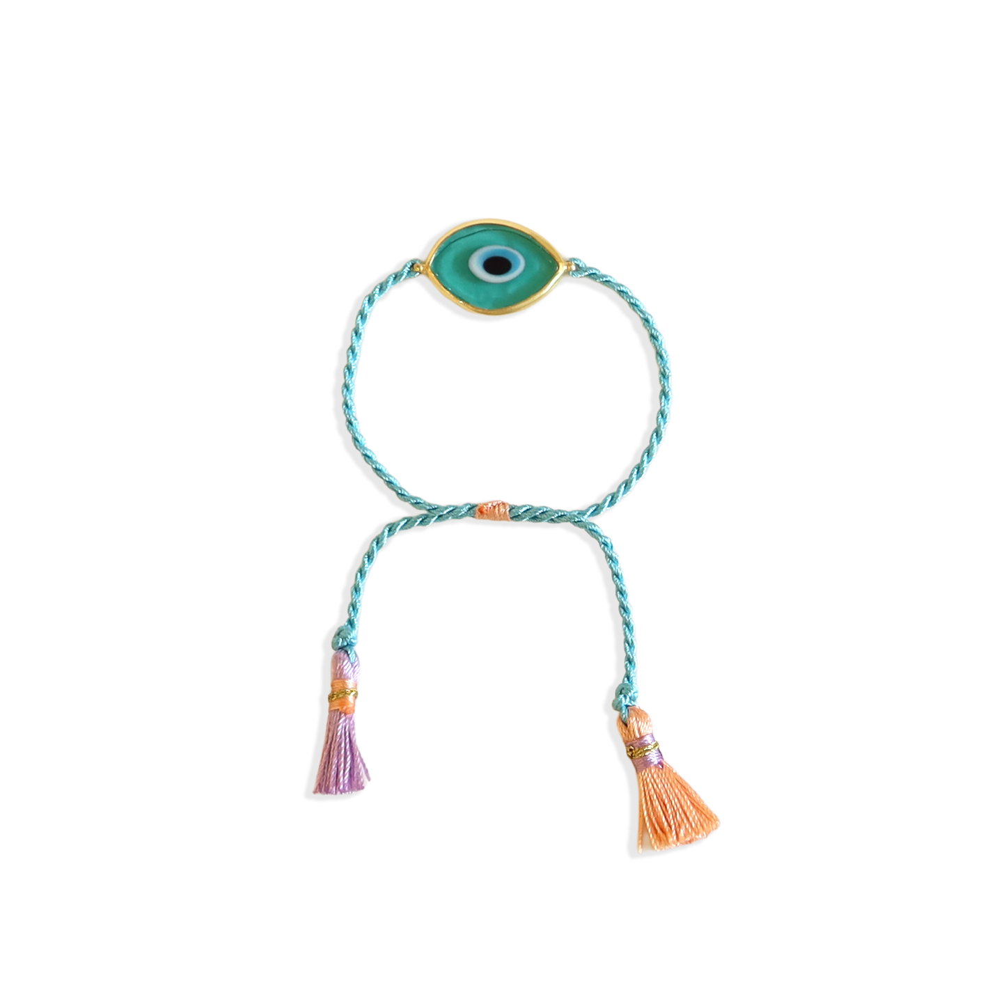 Elif Eye Turquoise & Turquoise Cotton tassel Bracelet