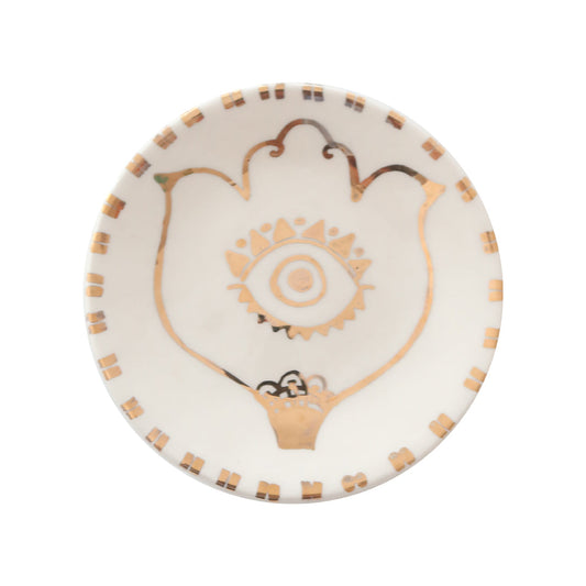 Priya White & Gold Khamsa Plate l Wall Decor Sherie Boutik