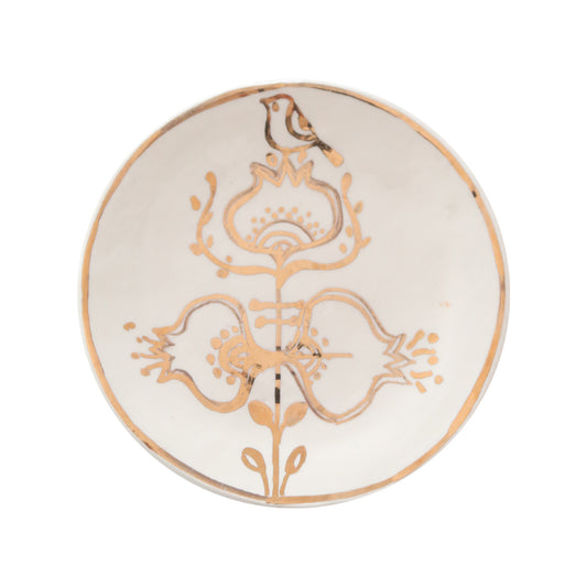 Priya White & Gold Floral Dove Plate l Wall Decor