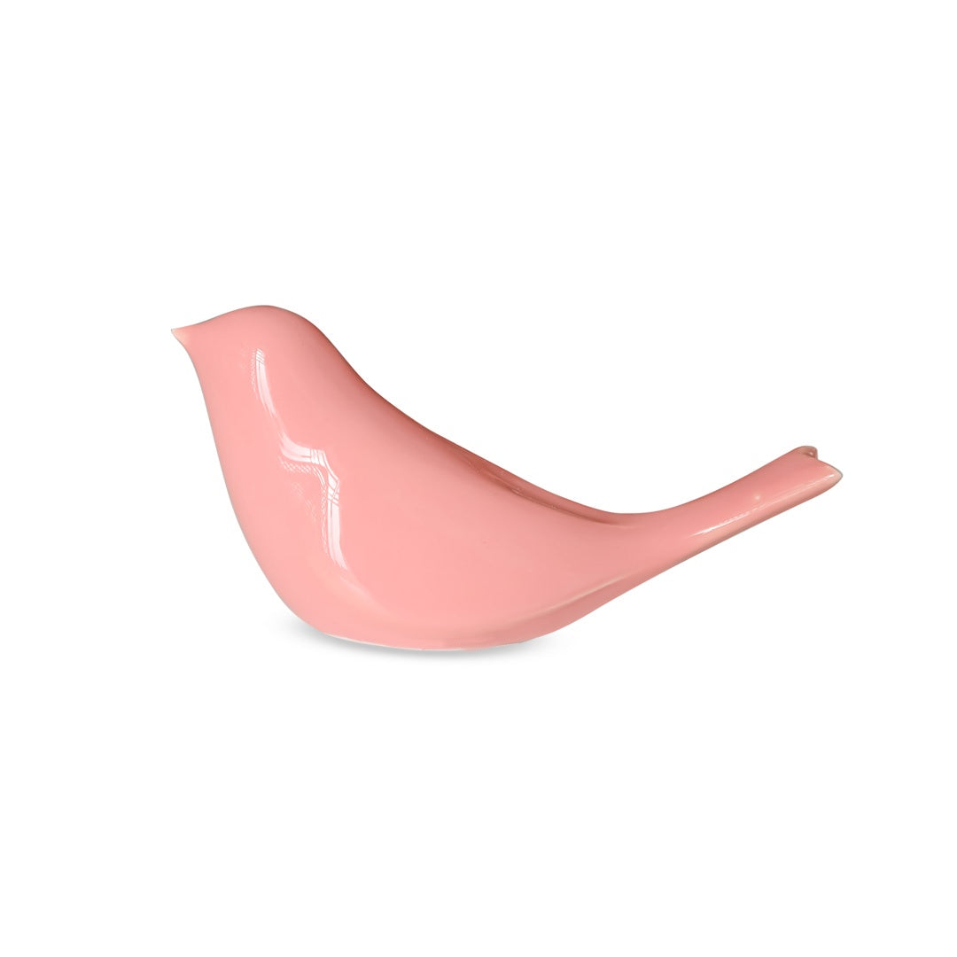 Pink Lilly Small Ceramic Bird Objet D’art