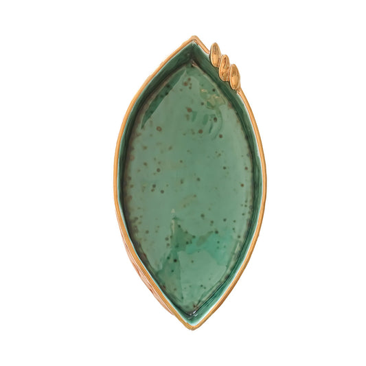 Eye Shaped Turquoise | Gold Birds Serving Plate Sherie Boutik
