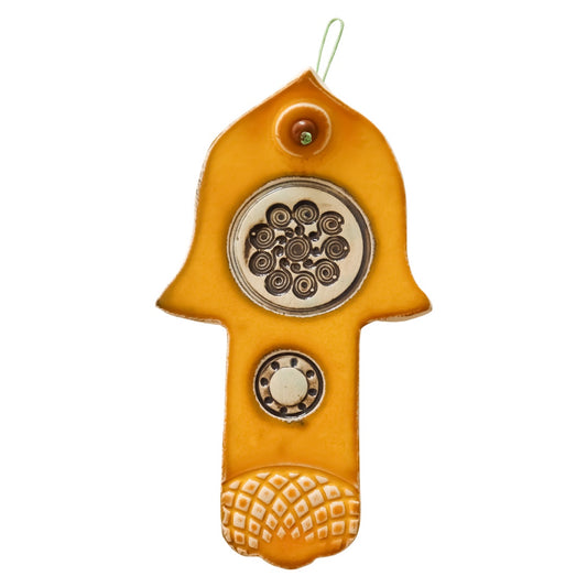 Khamsa Yellow Ceramic Wall Decor