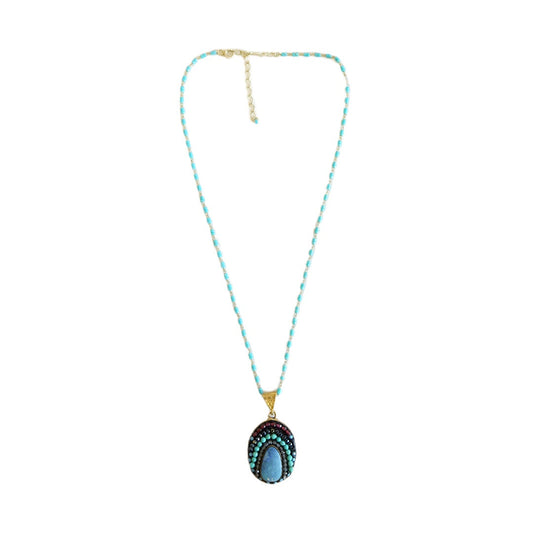 Multi Stone Pendant Miyuki Beads Necklace Sherie Boutik