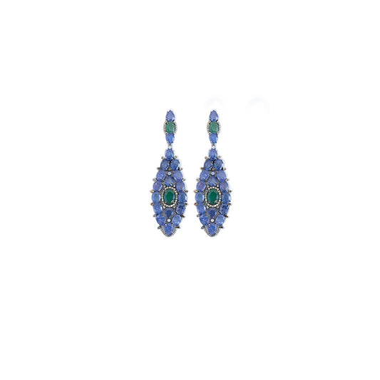 Tanzanite & Emerald Pavé Earrings