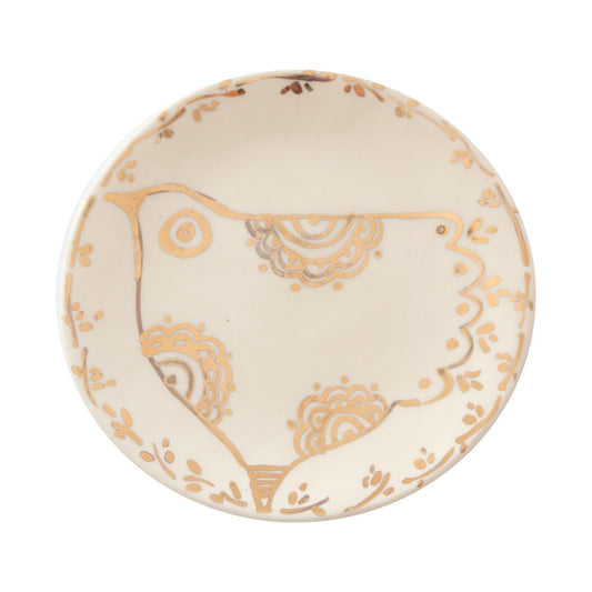 Priya White & Gold Floral Dove Plate l Wall Decor