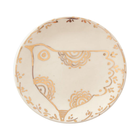 Priya White & Gold Floral Dove Plate l Wall Decor Sherie Boutik