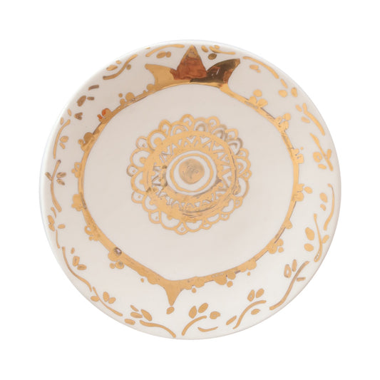 Priya White And Gold Pomi Plate l Wall Decor