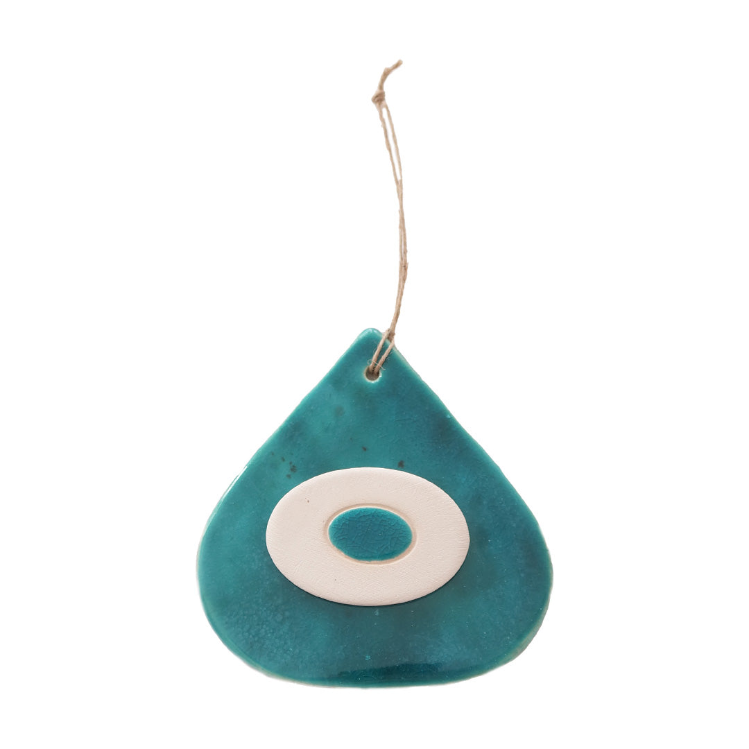 Eye Blue | White | Turquoise Tear Drop Ceramic Wall Décor Sherie Boutik