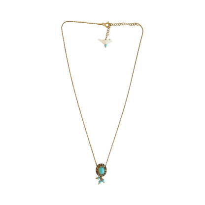 Turquoise Pave Diamond Dangling Necklace