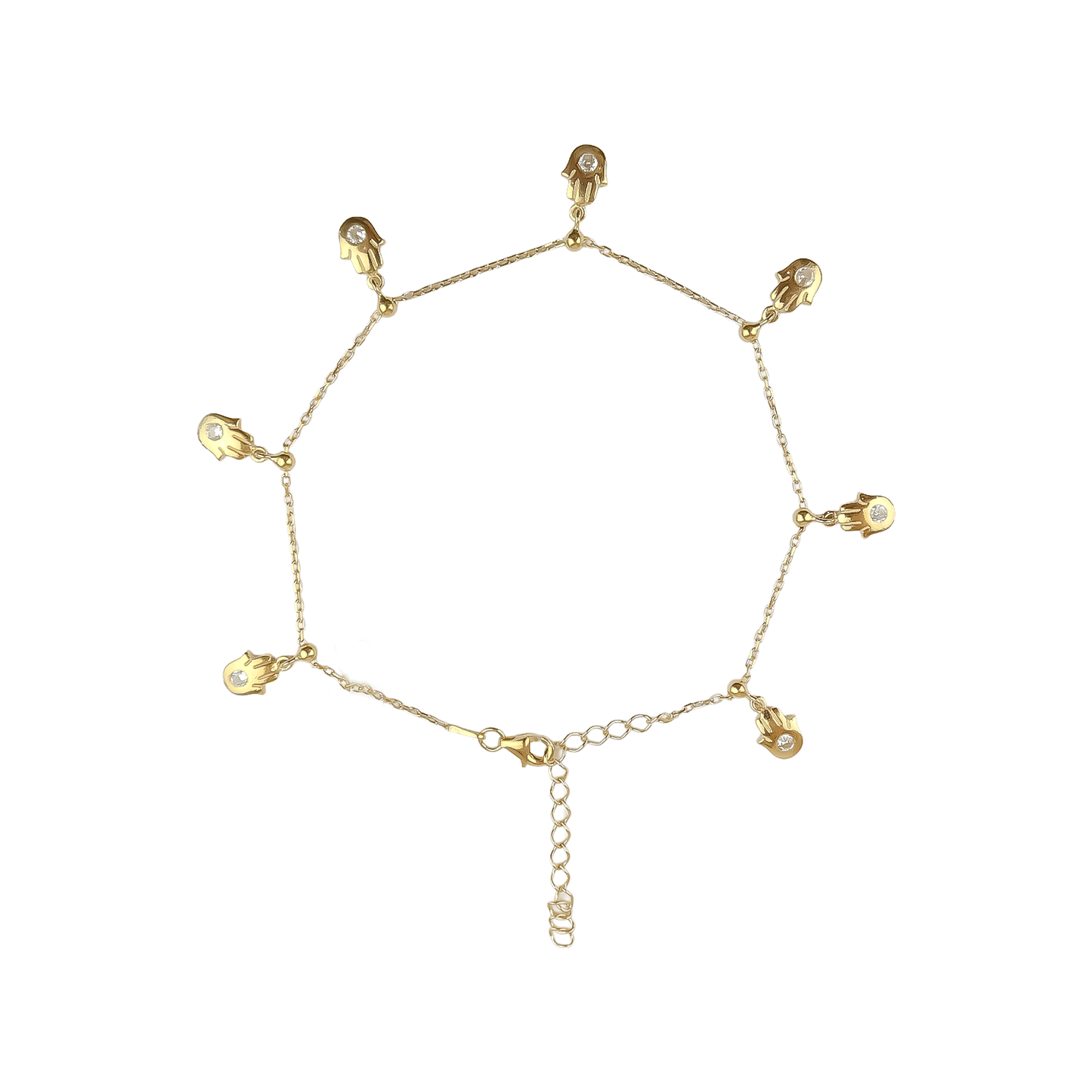 Khamsa  Crystal Charms  Anklet