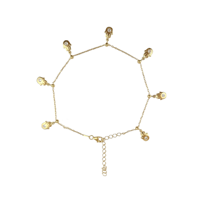 Khamsa  Crystal Charms  Anklet