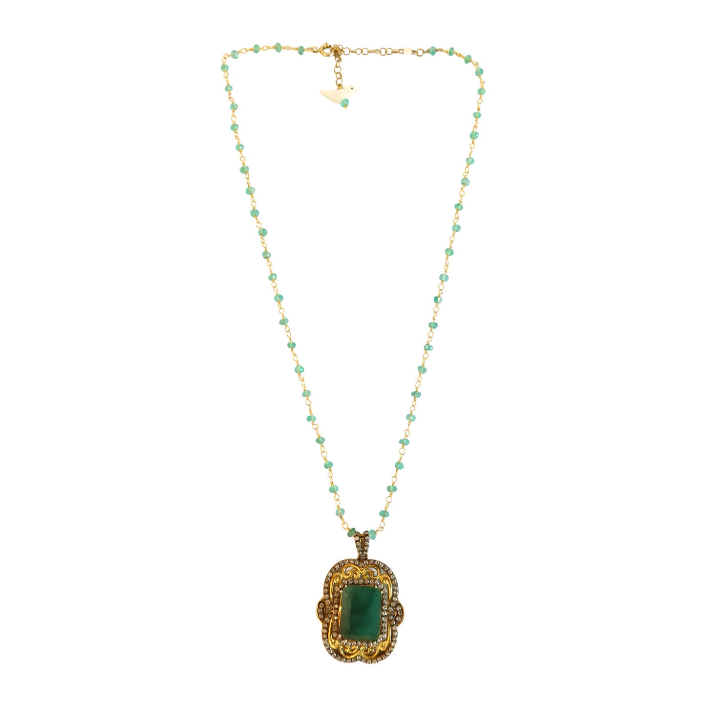 Emerald diamond necklace