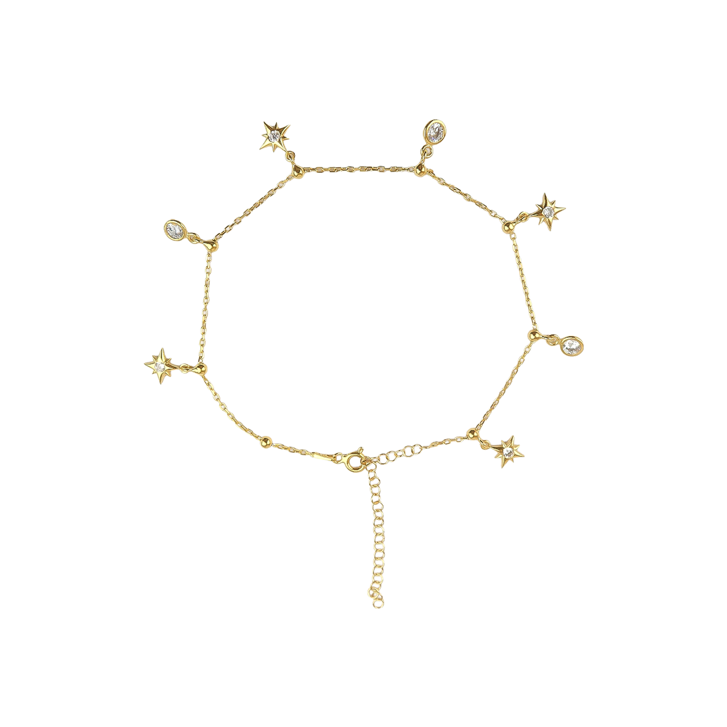 Heptagram Star Crystal Charms  Anklet