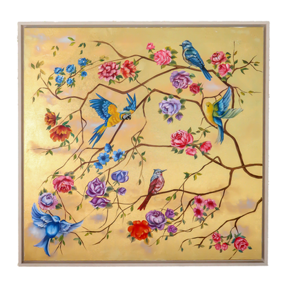 Floral Exotic bird and flower painting A