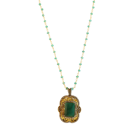 Emerald diamond necklace