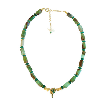 Necklace Chrysoprase  /Palm tree diamond  NS 2500