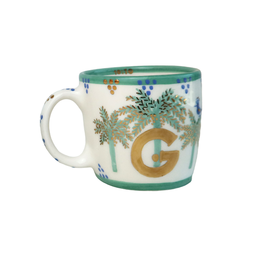 G Alphabet Palm Tree Mug