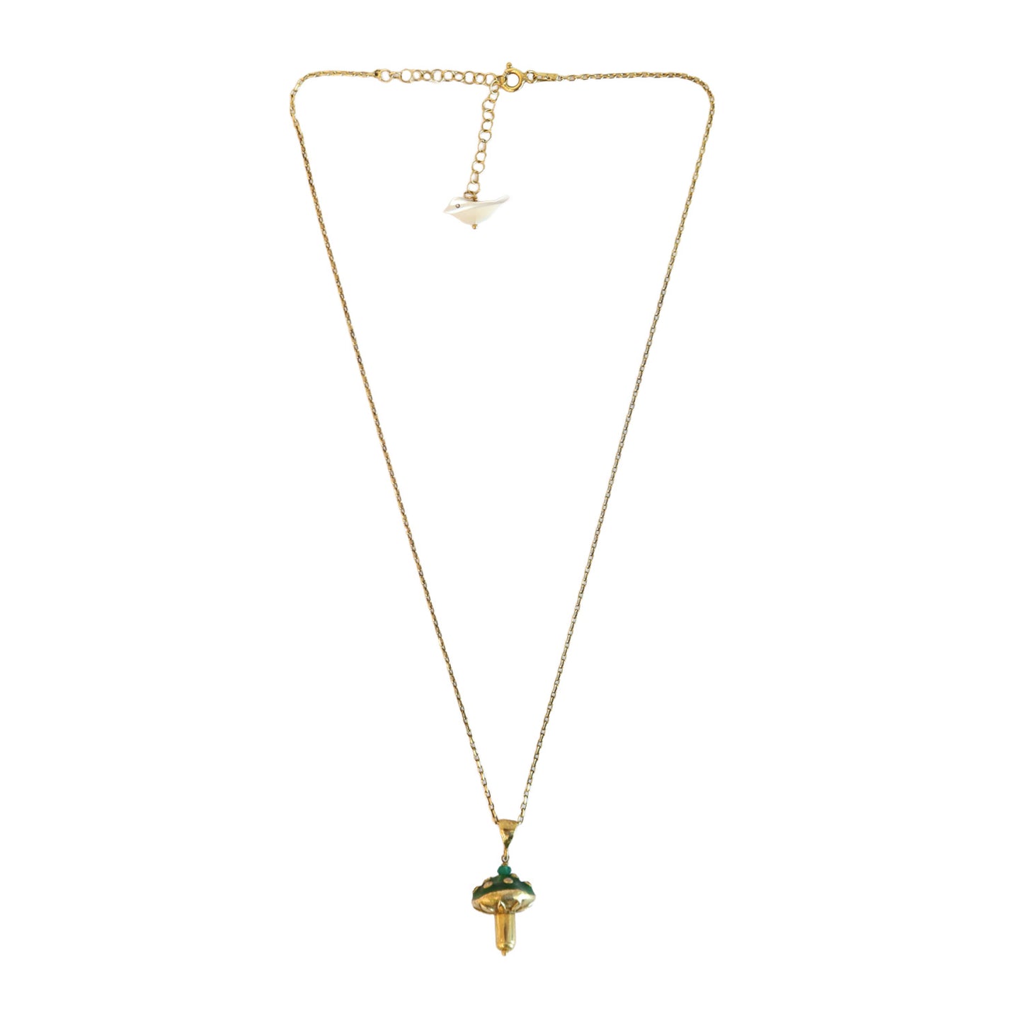 Mushroom Enamel Necklace Pave Diamond