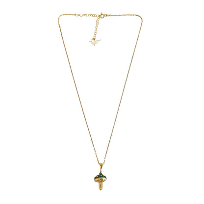 Mushroom Enamel Necklace Pave Diamond