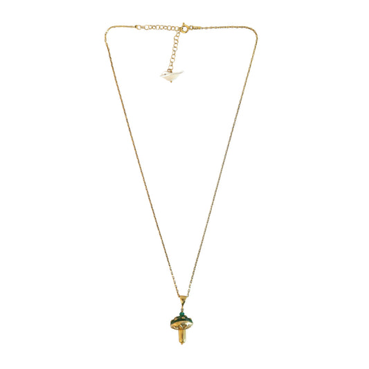 Mushroom Enamel Necklace Pave Diamond