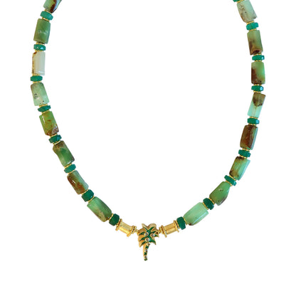Necklace Chrysoprase  /Palm tree diamond  NS 2500