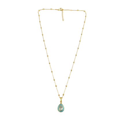 Aqua Enamel T drop pendant necklace