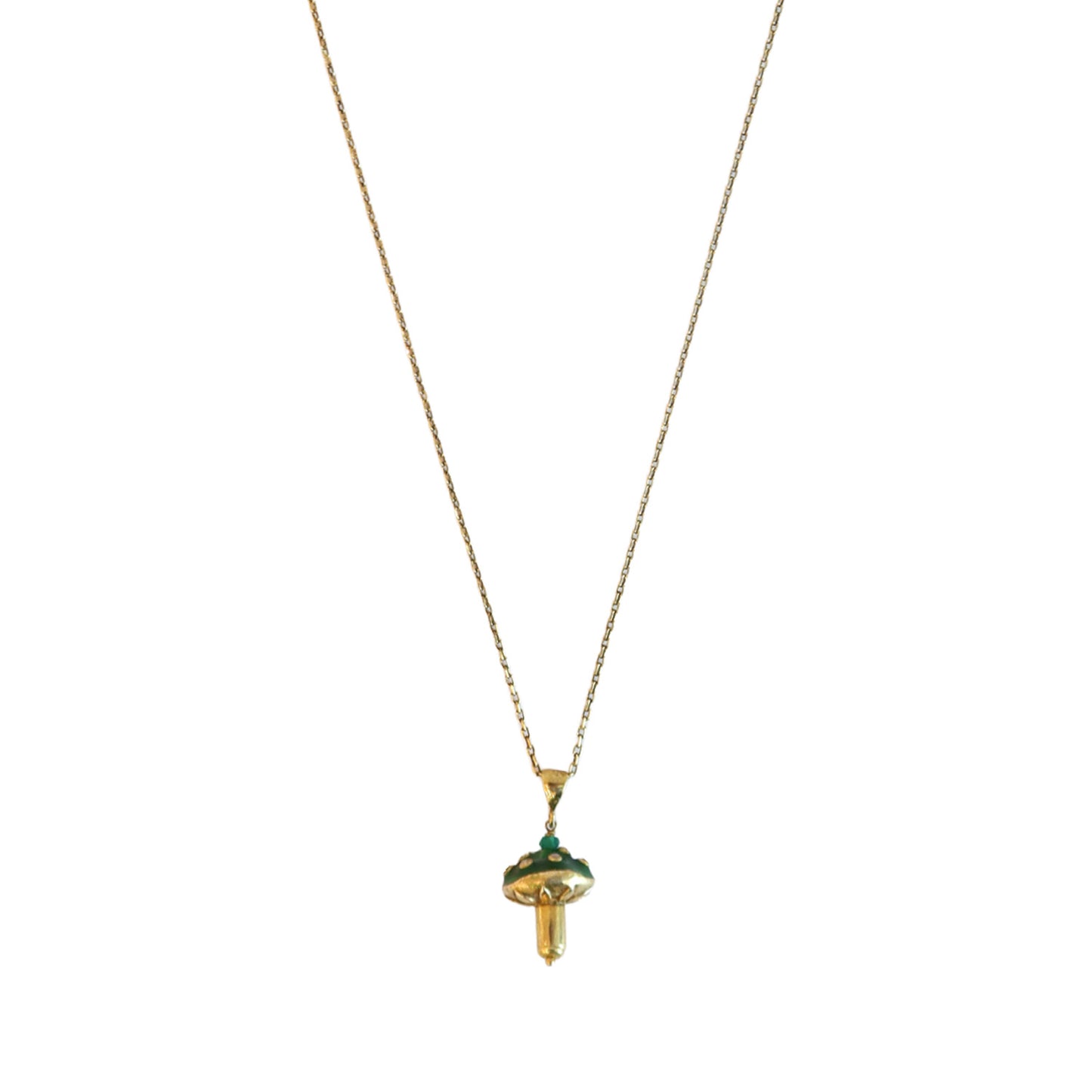 Mushroom Enamel Necklace Pave Diamond