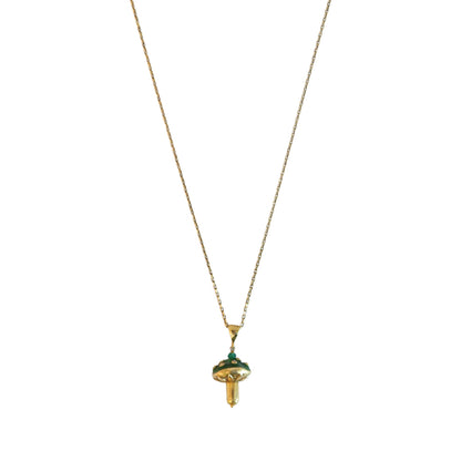 Mushroom Enamel Necklace Pave Diamond